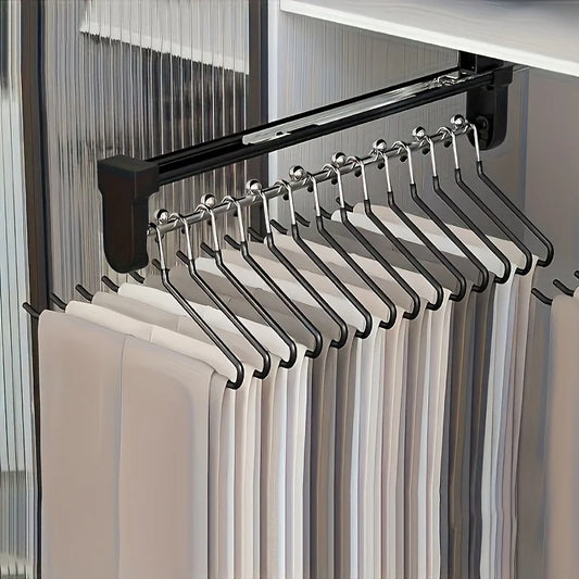 Pull-Out Wardrobe Clothes Rail – Adjustable & Foldable Metal Hanging Rod (Space-Saving, UK)