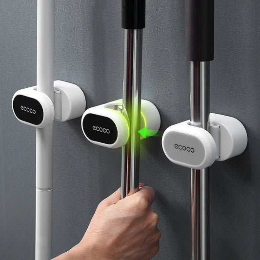 Wall Mounted Mop & Broom Rack Holder – No-Drill Suction Organizer for Bathrooms & Kitchens (UK)