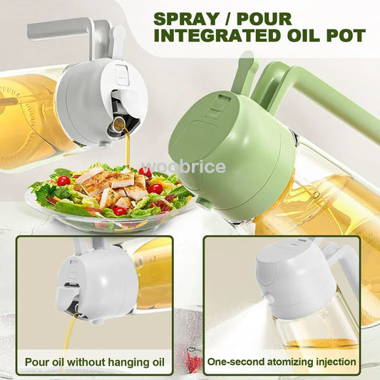 2-in-1 Kitchen Spray Oil Dispenser (500ml) – Refillable Oil Sprayer for Air Fryer, Salad, Grilling & Roasting