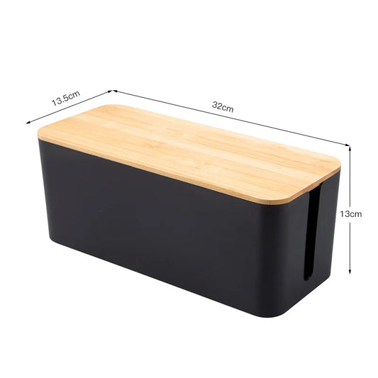 Bamboo Cable Storage Box – Modern, Dustproof, Stylish
