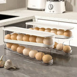 Bilayer Fridge Egg Storage Box – Auto-Rolling Ladder Style Egg Organizer for UK Refrigerators (18 Egg Capacity, Space-Saving)