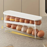 Bilayer Fridge Egg Storage Box – Auto-Rolling Ladder Style Egg Organizer for UK Refrigerators (18 Egg Capacity, Space-Saving)