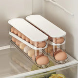 Bilayer Fridge Egg Storage Box – Auto-Rolling Ladder Style Egg Organizer for UK Refrigerators (18 Egg Capacity, Space-Saving)