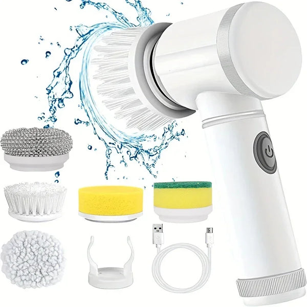 Cordless Electric Rotary Scrubber – 5-in-1 Rechargeable Cleaning Tool