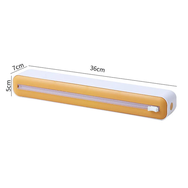 Magnetic Cling Film Dispenser with Slide Cutter – Compact, No-Tangle Wrap Organizer