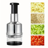 Manual Garlic Chopper – 3-in-1 Stainless Steel Handheld Crusher & Slicer Tool for Kitchen