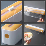Magnetic Cling Film Dispenser with Slide Cutter – Compact, No-Tangle Wrap Organizer
